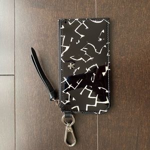 jimmy choo card holder Black And White Patent Leather With Key Holder